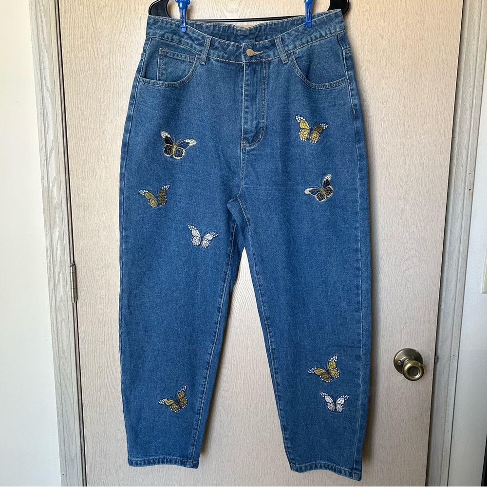 Butterfly Embroidery Jeans - SHEIN Size 0XL - NWOT never worn